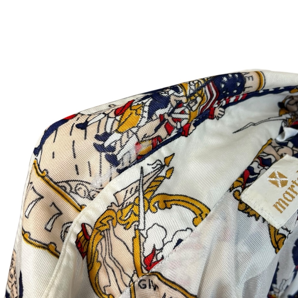 Vintage Martell 1776 Independence Day American Revolution Print Point Neck Sz M - Picture 10 of 15